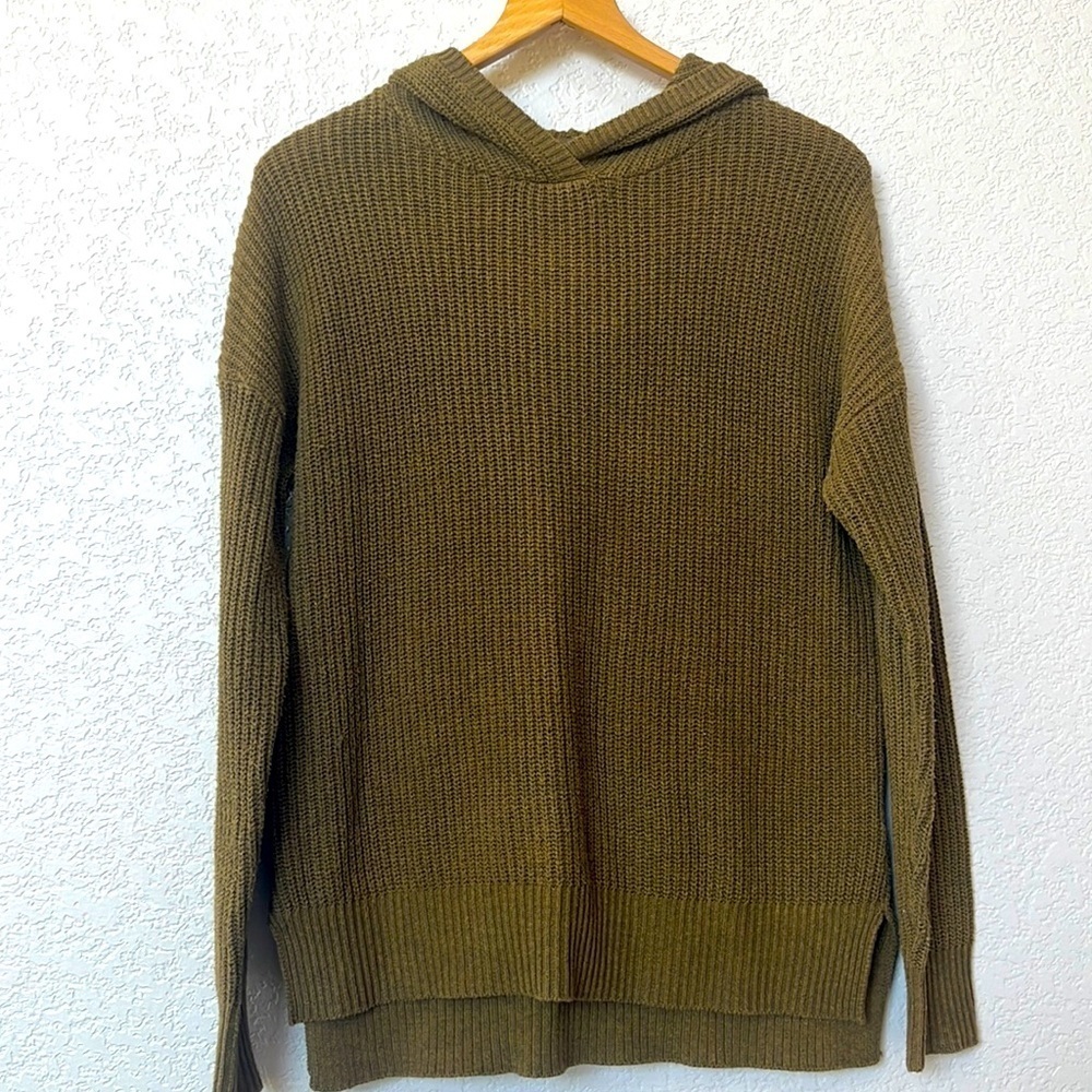 Cynthia Rowley Hoodie Sweater Cable Knit Green size Small - Picture 2 of 12